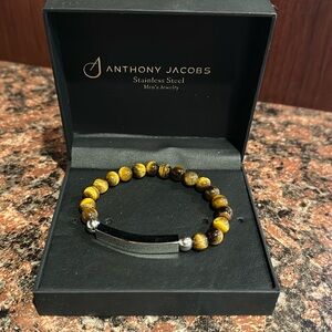 Anthony Jacob’s tigers eye stainless steel bracelet men’s